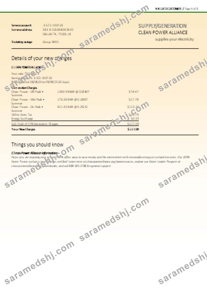 Southern California EDISON utility business bill, page 6, SCR